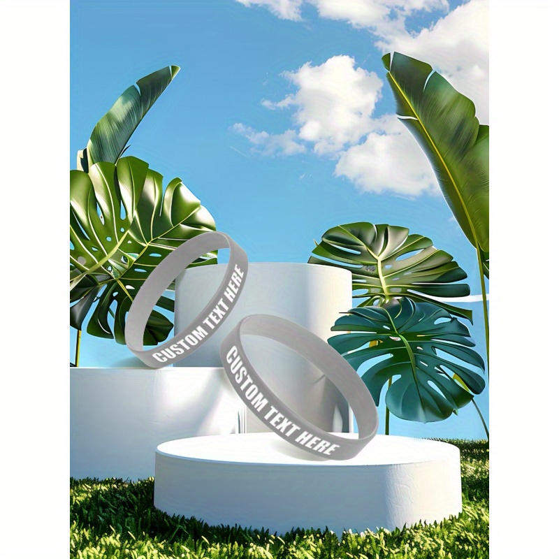 65pcs Custom Silicone Wristbands, Personalized Text